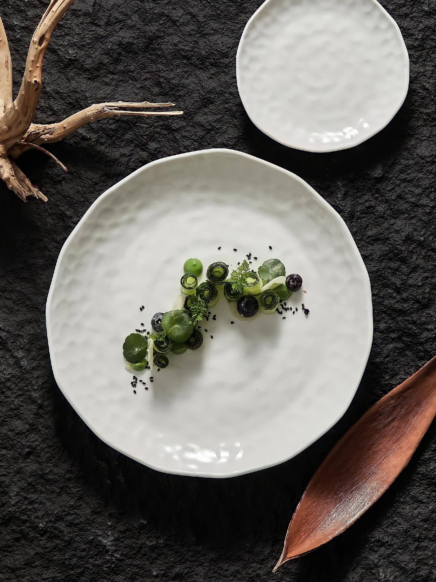 rustic plated starter on ceramic